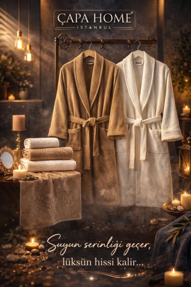 Ilay Bornoz Set Krem&capi